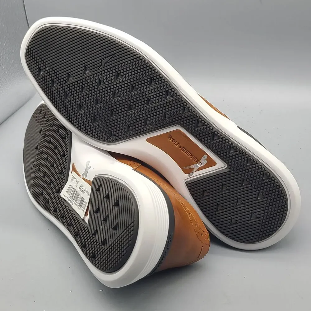 Wolf And Shepherd Shoes Mens Sz 8 Honey Brown Crossover Derby Leather New